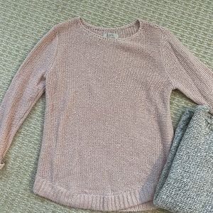Two Ann Taylor loft sweaters — blush and oatmeal cream mix